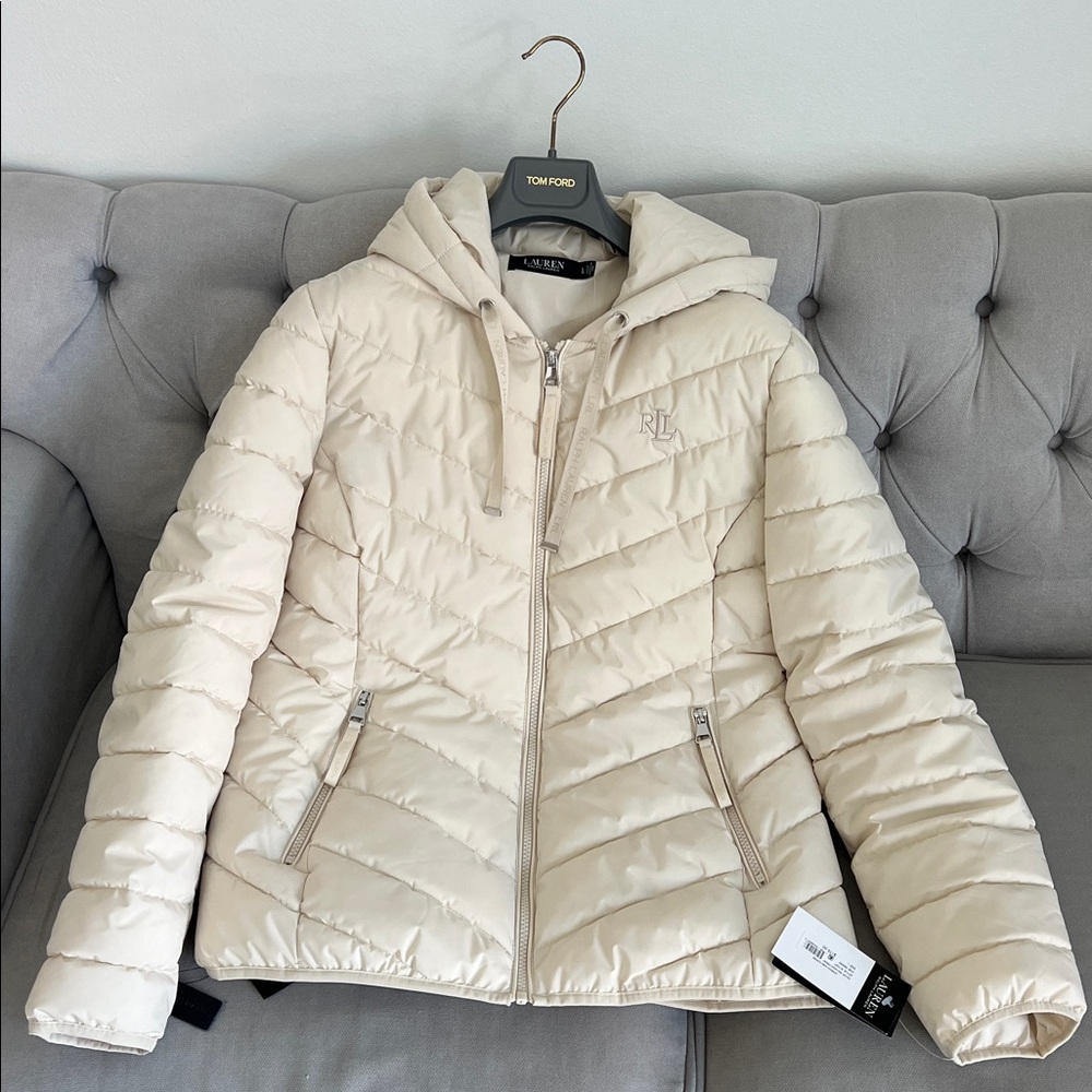 NWT Ralph Lauren Cream Puffer Coat size L